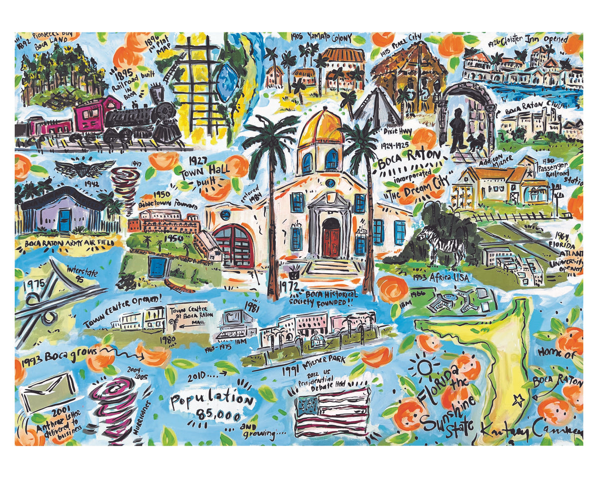 Giclee Print of Boca Raton’s History Over the Years