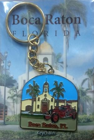 Goldtone Keychain with colorful image of Town Hall & Old Betsy